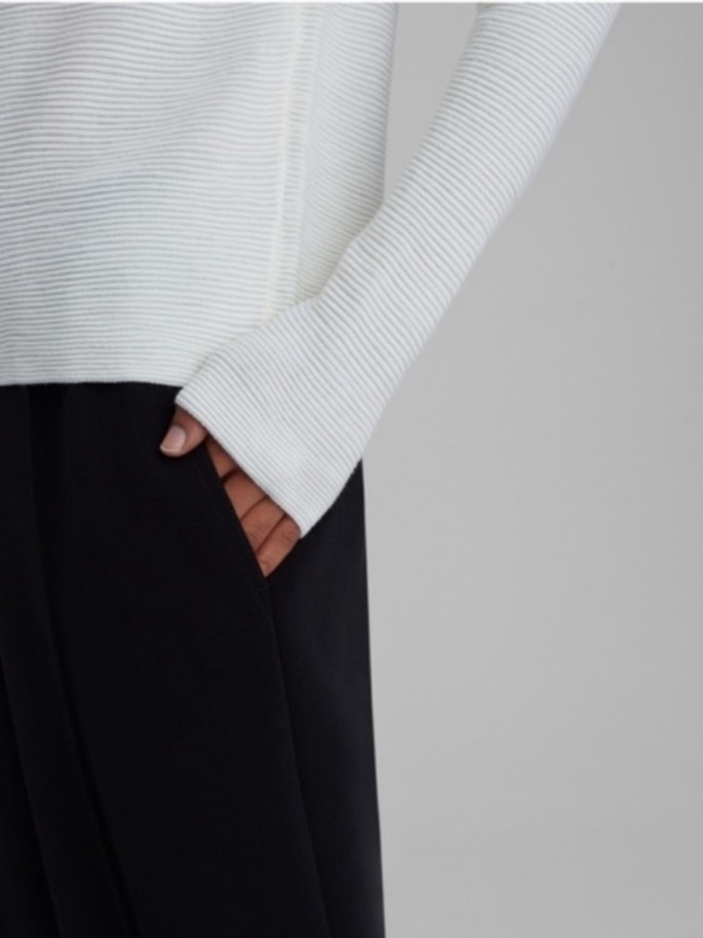 Club Monaco Cream Ribbed Sweater - Picture 2 of 5